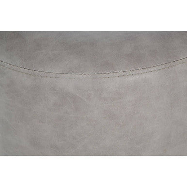 Dalston Ash Grey Leather Effect Stool with Black Finish Base