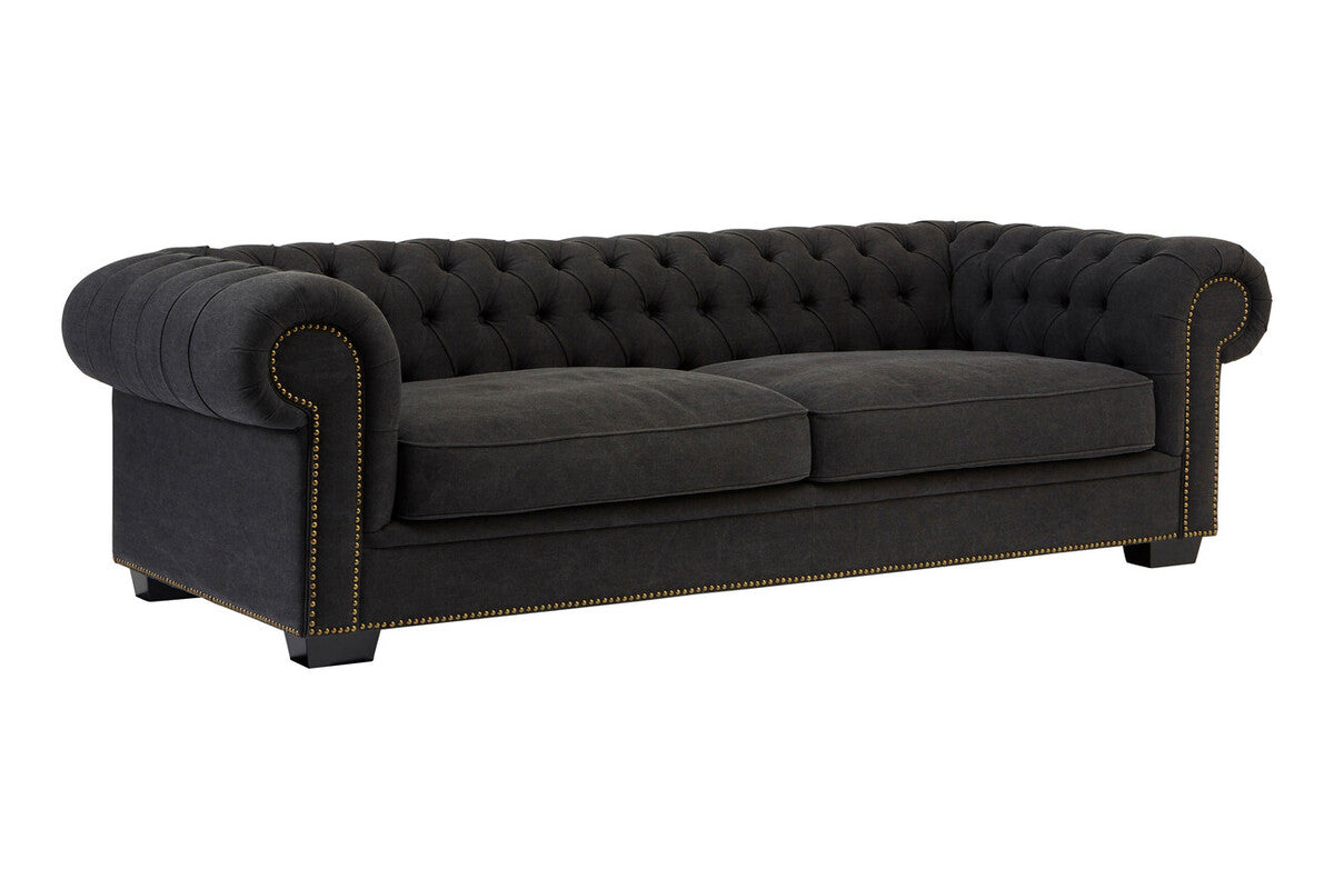3 Seater Charcoal Fabric Sofa, Lincoln