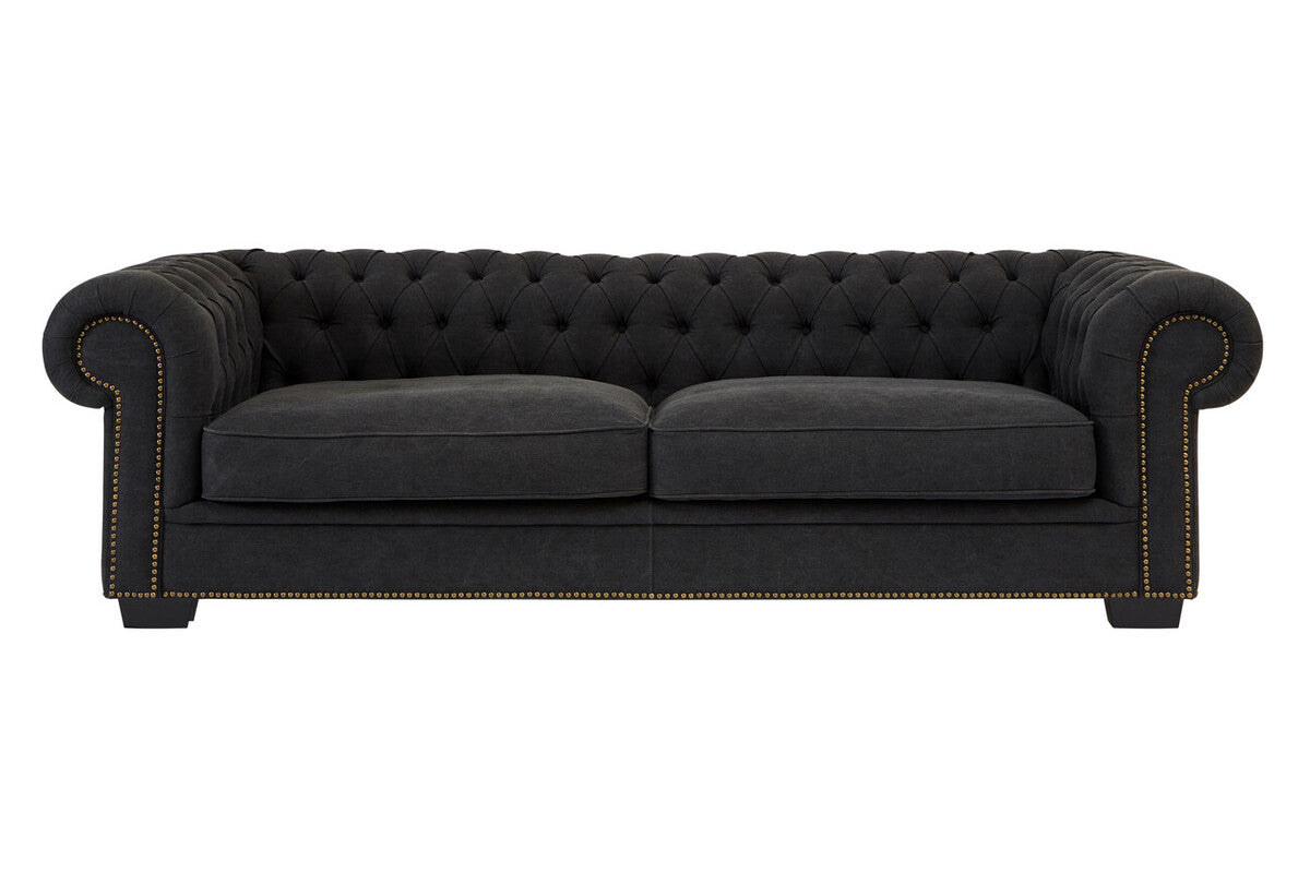 3 Seater Charcoal Fabric Sofa, Lincoln