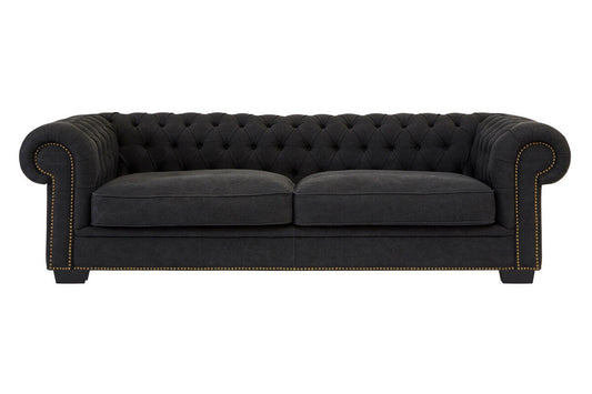 3 Seater Charcoal Fabric Sofa, Lincoln