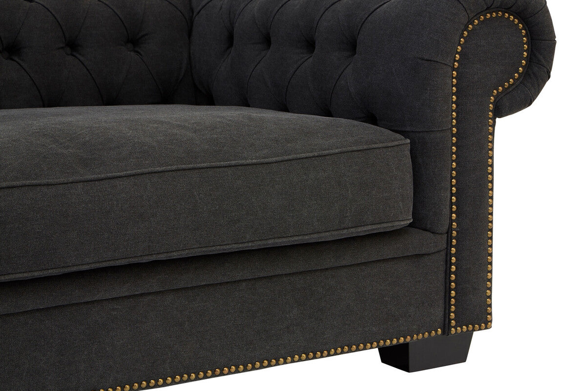 3 Seater Charcoal Fabric Sofa, Lincoln