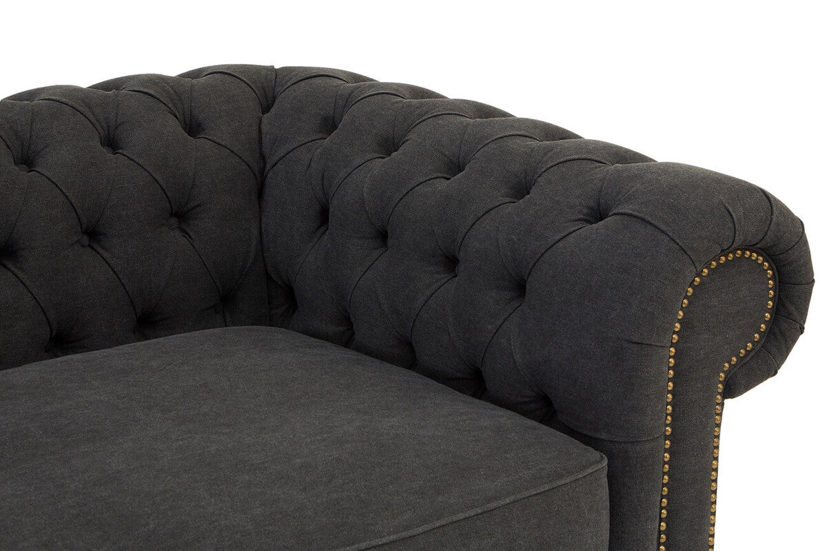 3 Seater Charcoal Fabric Sofa, Lincoln