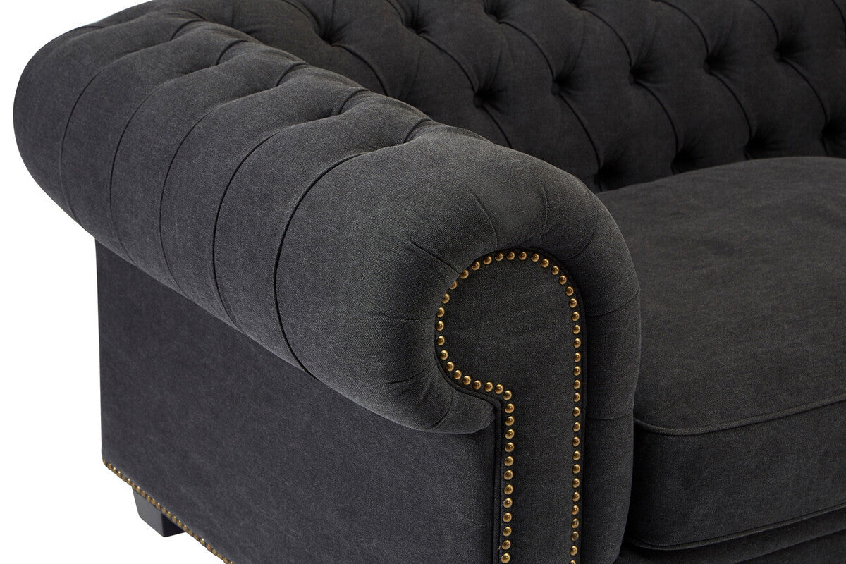 3 Seater Charcoal Fabric Sofa, Lincoln