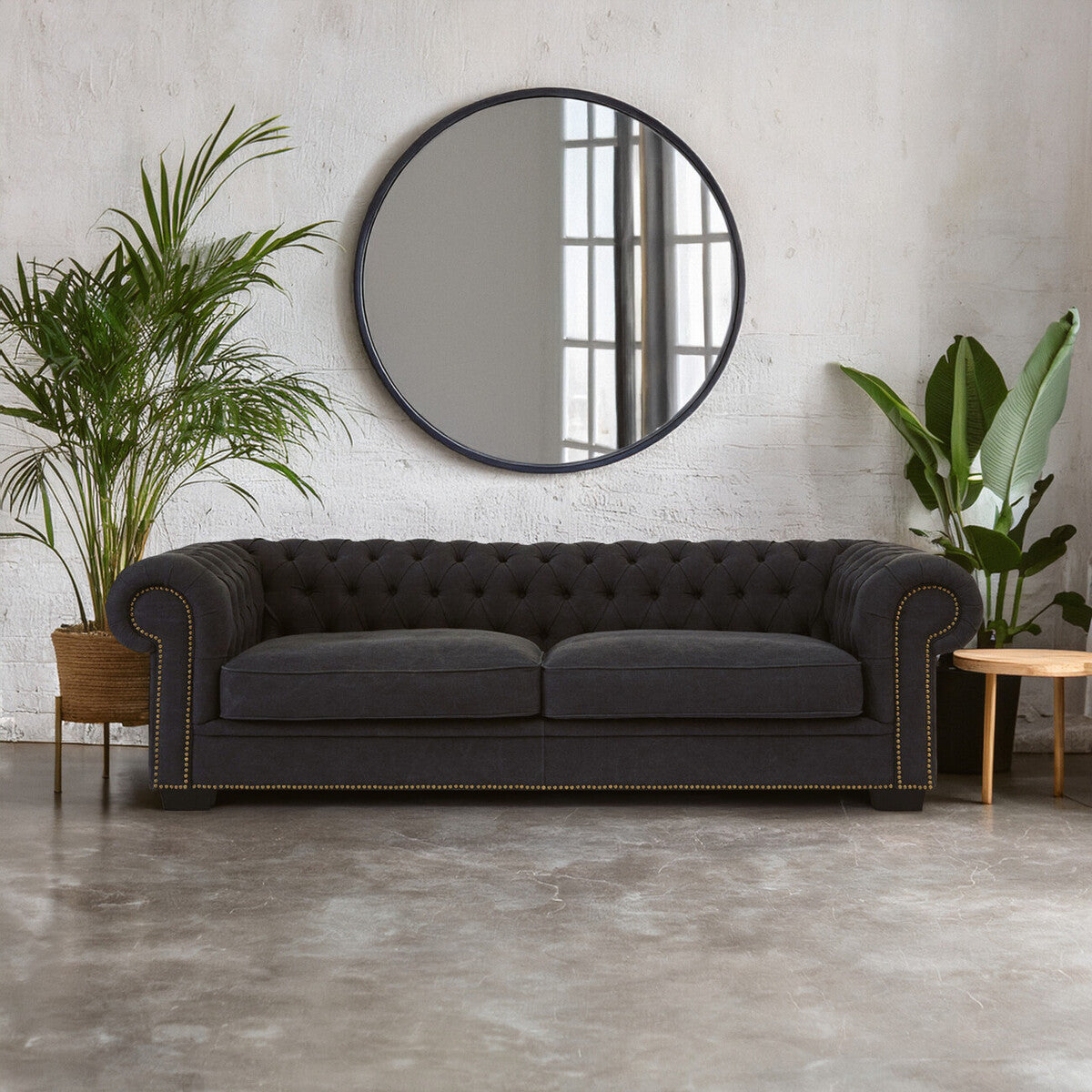 3 Seater Charcoal Fabric Sofa, Lincoln
