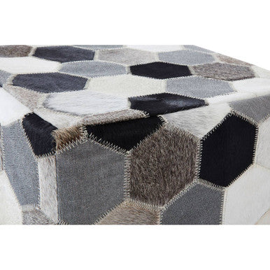 Leather Patchwork Pouffe | Safira