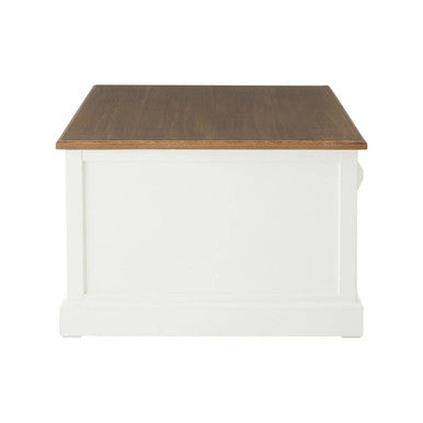 Fir Wood Veneer Top and White Wooden Coffee Table with 3 Drawers, Hardwick