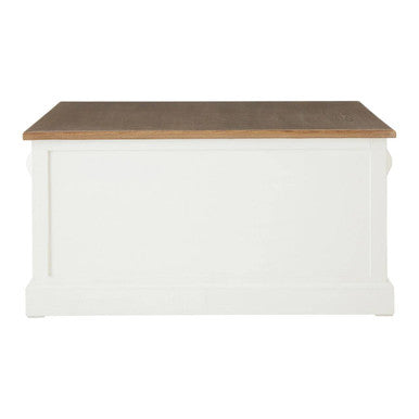Fir Wood Veneer Top and White Wooden Square Coffee Table with 3 Drawers, Hardwick