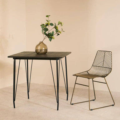 District Black Metal And Elm Wood Dining Table