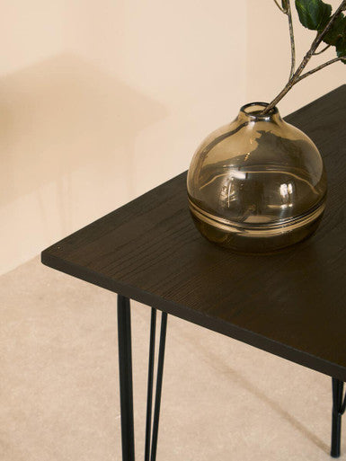 District Black Metal And Elm Wood Dining Table