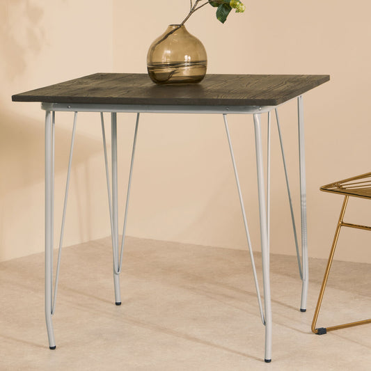 Grey Metal Legs and Brown Elm Wood Top Dining Table, District