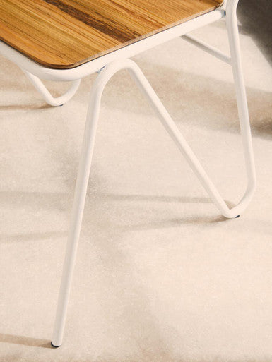 District White Metal And Elm Wood Chair