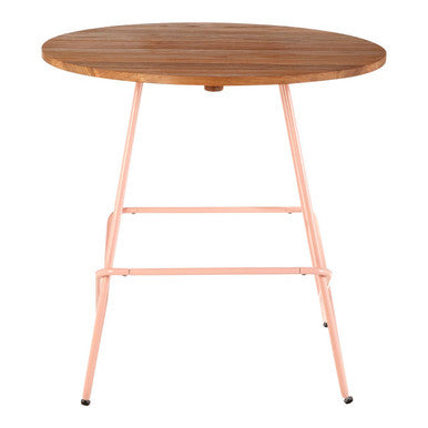 District Elm Wood Round Dining Table with Pink Finish Base