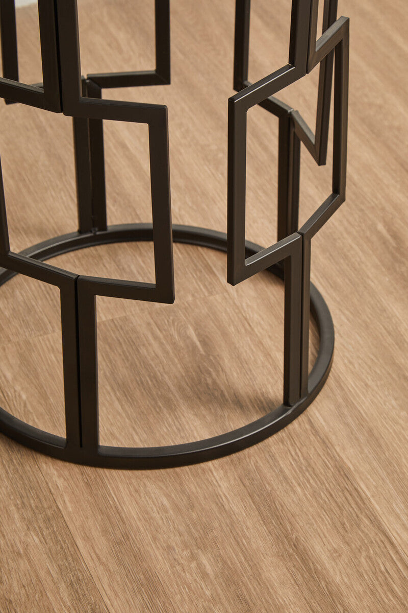Set of 2 Black Square Metal Frames Nesting Tables with Mirrored Tops, Avantis