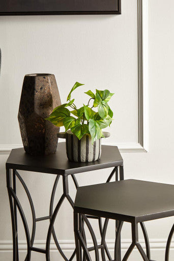 Avantis Black Finish Set of 2 Hourglass Side Tables