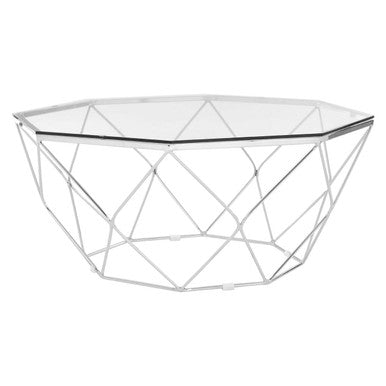 Allure Clear Glass and Chrome Finish Hexagonal Coffee Table