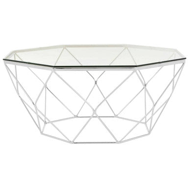 Allure Clear Glass and Chrome Finish Hexagonal Coffee Table
