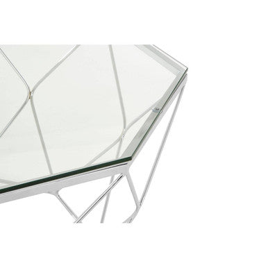Allure Clear Glass and Chrome Finish Hexagonal Coffee Table