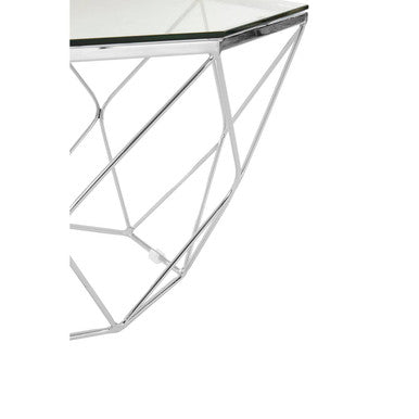Allure Clear Glass and Chrome Finish Hexagonal Coffee Table