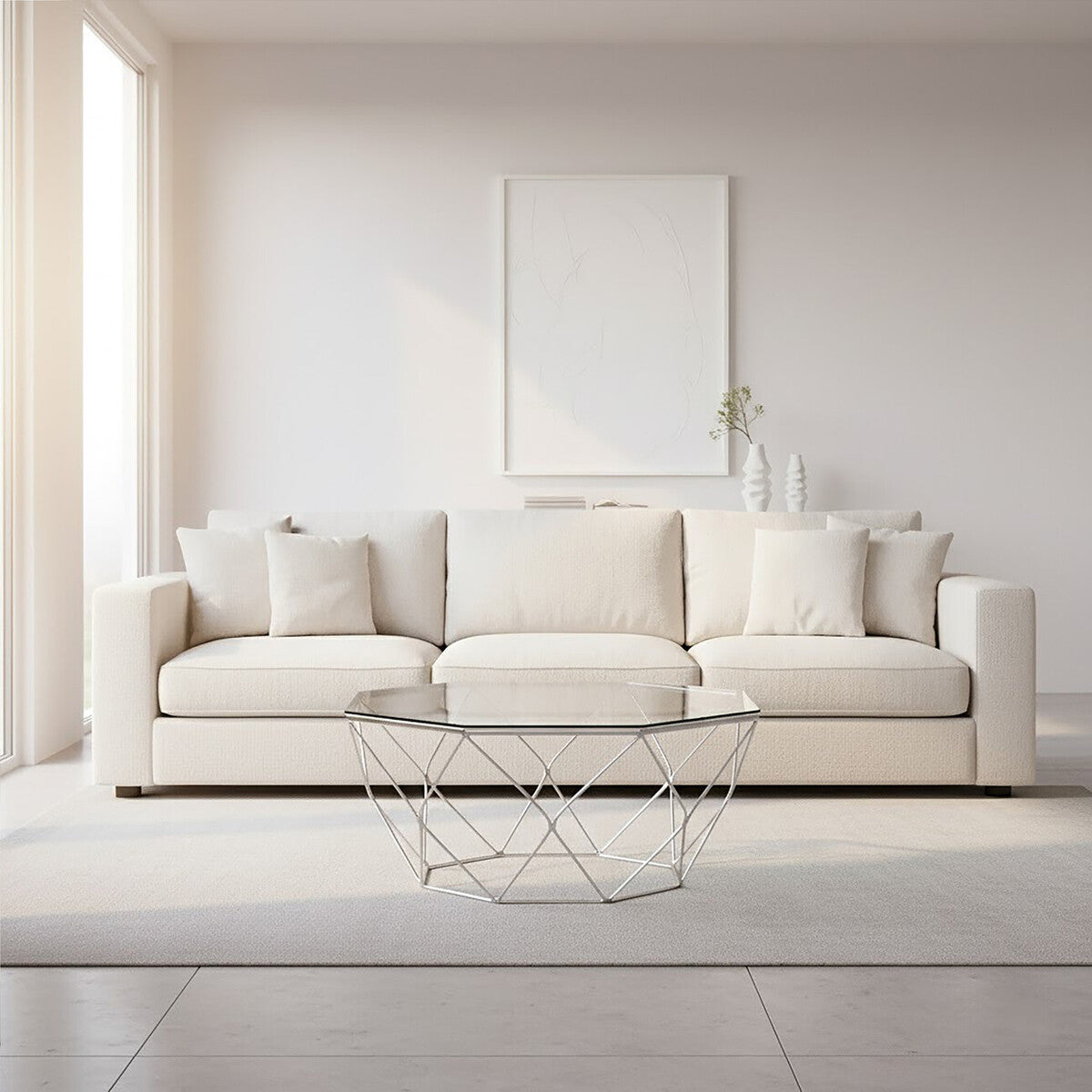 Allure Clear Glass and Chrome Finish Hexagonal Coffee Table