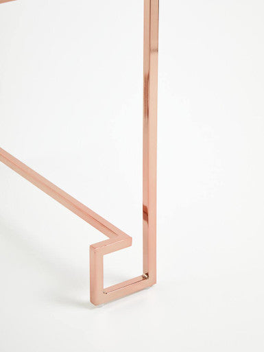 Allure White High Gloss Side Table with Rose Gold Finish Legs