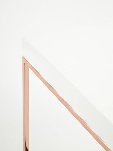 Allure White High Gloss Side Table with Rose Gold Finish Legs