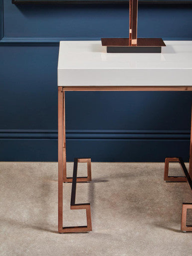Allure White High Gloss Side Table with Rose Gold Finish Legs