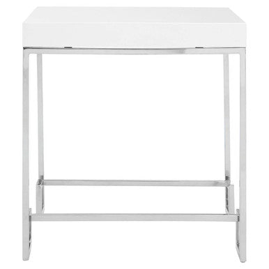 Allure White High Gloss Side Table with Chrome Finish Legs