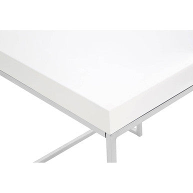 Allure White High Gloss Side Table with Chrome Finish Legs