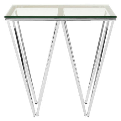 Allure Clear Glass Side Table with Chrome Finish Base