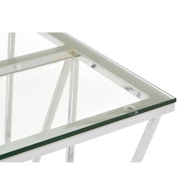 Allure Clear Glass Side Table with Chrome Finish Base