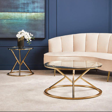 Allure Corseted Round Champagne Coffee Table