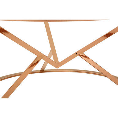 Allure Clear Glass Round Coffee Table with Rose Gold Finish Base