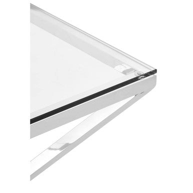 Allure Clear Glass Square Side Table with Silver Finish Frame