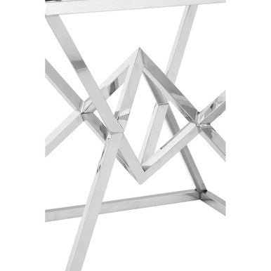 Allure Clear Glass Square Side Table with Silver Finish Frame