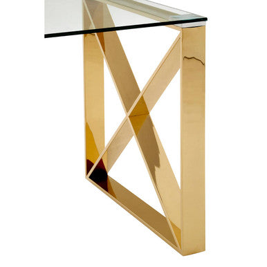 Allure Clear Glass Square Side Table with Champagne Gold Finish Legs