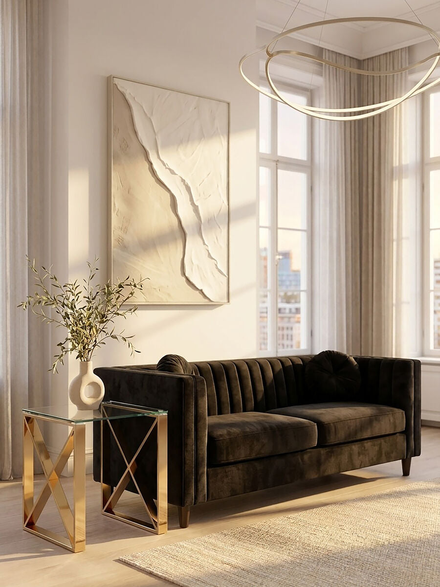 Allure Clear Glass Square Side Table with Champagne Gold Finish Legs