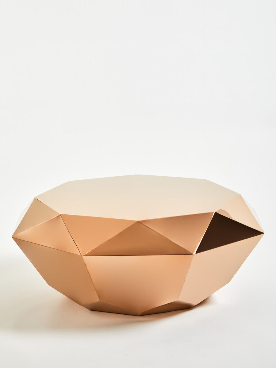 Allure Rose Gold Finish Diamond Cut Coffee Table