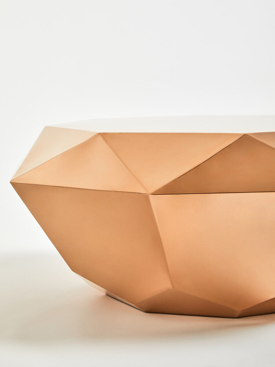 Allure Rose Gold Finish Diamond Cut Coffee Table