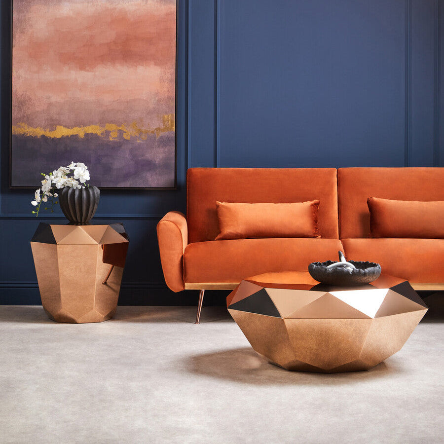 Allure Rose Gold Finish Diamond Cut Coffee Table