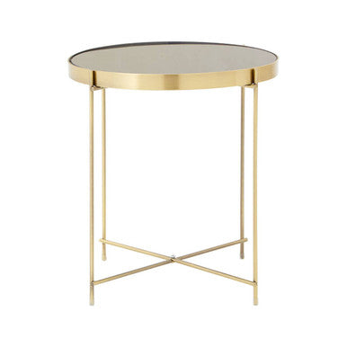 Black Mirror Side Table with Slim Tubular Metal Legs, Allure