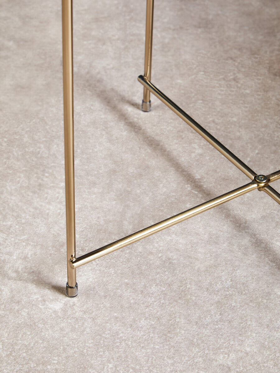 Black Mirror Side Table with Slim Tubular Metal Legs, Allure