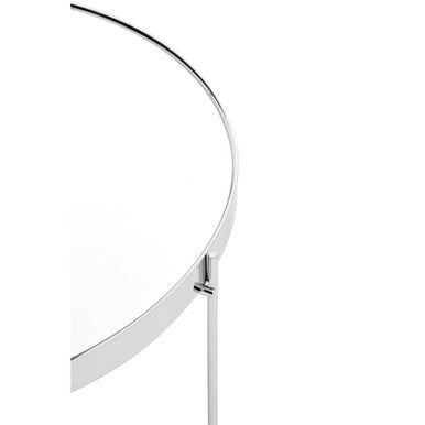 Allure Mirrored Glass Round Side Table with Chrome Finish Frame