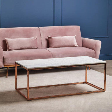 Allure Rectangular White Marble Coffee Table