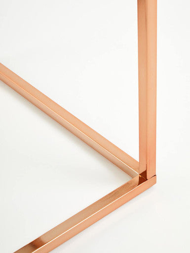 Allure White Marble Square Side Table with Rose Gold Finish Base