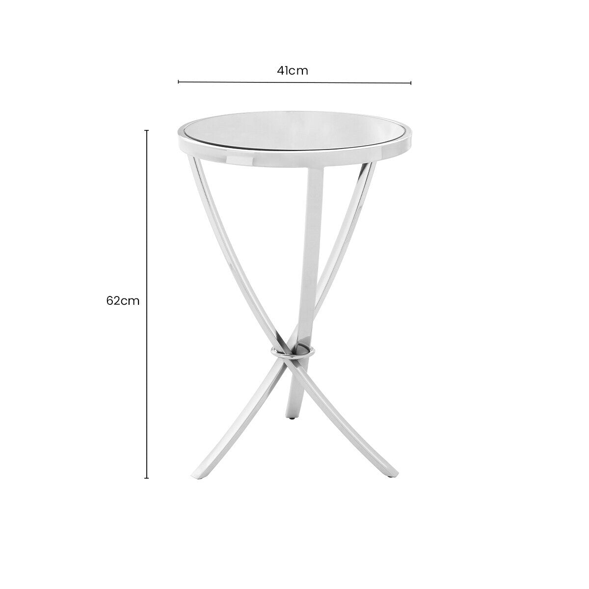 Allure Mirrored Glass Round Side Table with Chrome Finish Base