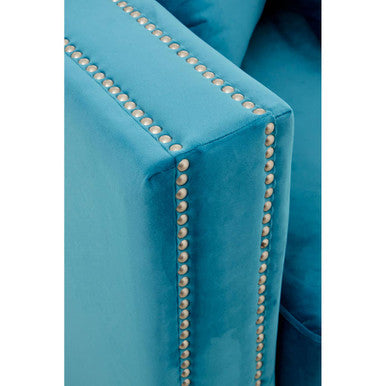 2 Seater Cyan Blue Velvet Sofa, Sofia
