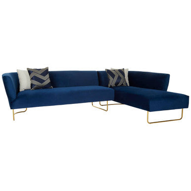5 Seater Dark Blue Velvet corner-sofas, Renee