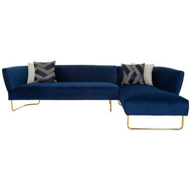 5 Seater Dark Blue Velvet corner-sofas | Renee