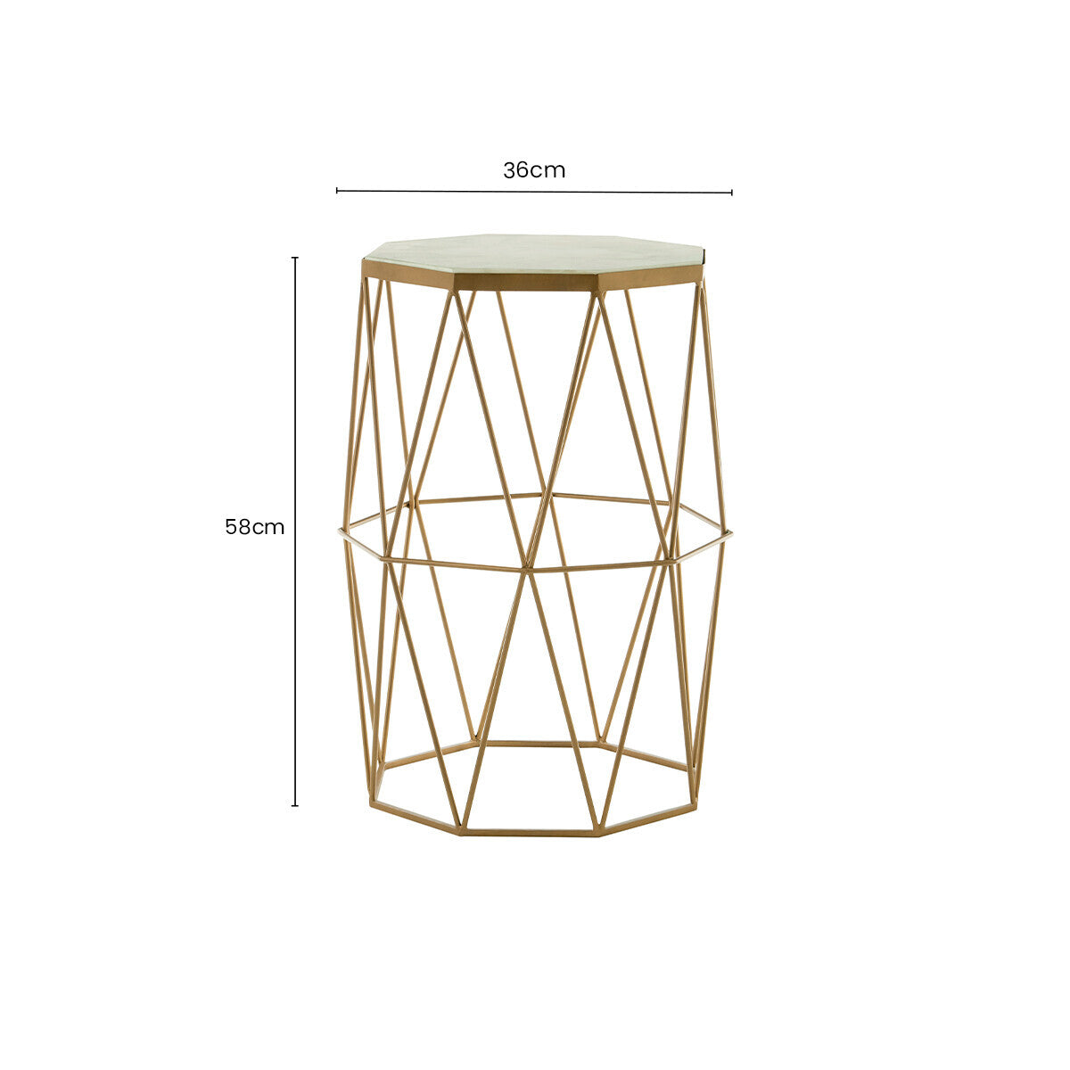 Shalimar White Marble and Gold Finish Octagonal Side Table