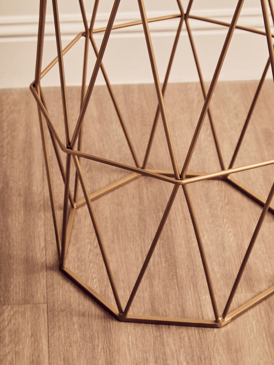 Shalimar White Marble and Gold Finish Octagonal Side Table